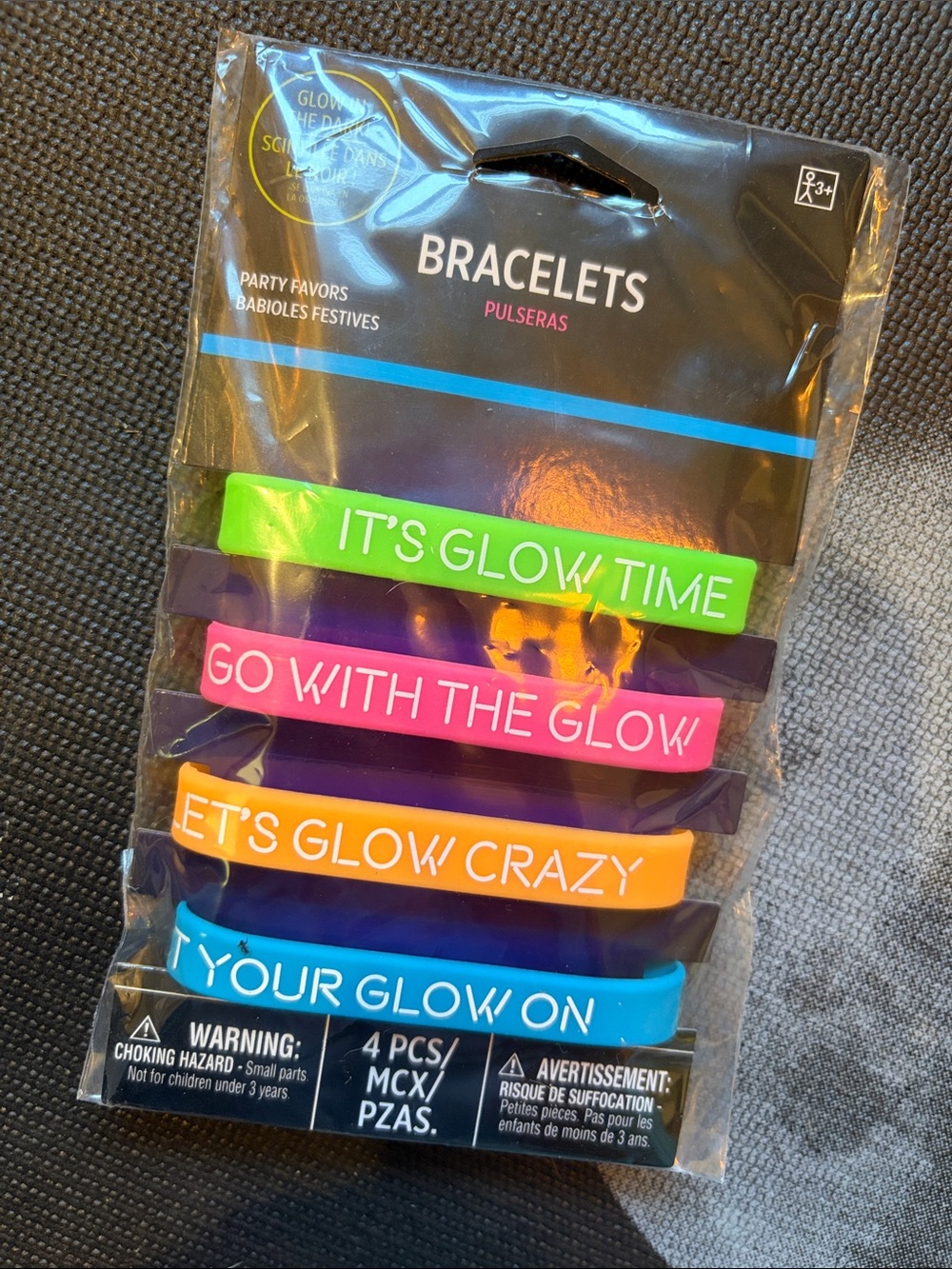 Amscan Neon Silicone Glow Bracelets - Green, Pink, Orange, Blue
